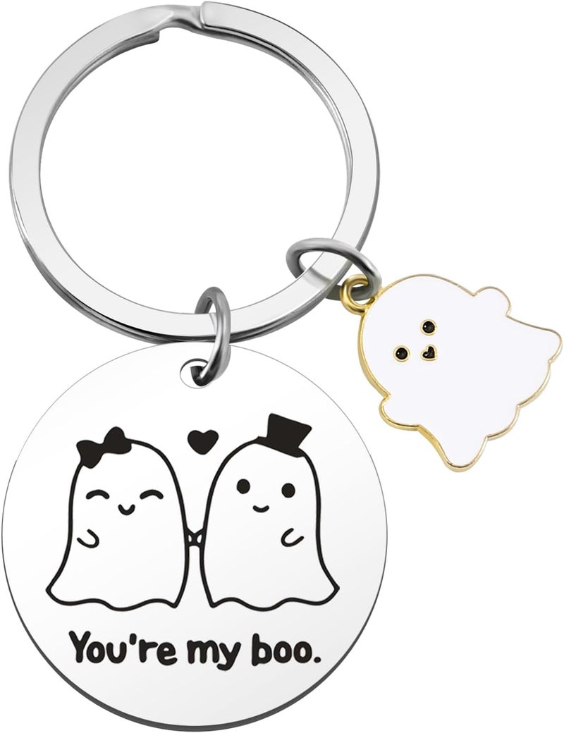 Keniot Halloween Gifts for Women Men, Halloween Boo Basket Stuffers for Girlfriend Boyfriend, Cute Couple Gift Keychain for Halloween Birthday Anniversary - Image 1